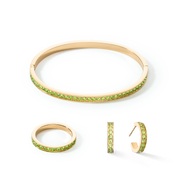 Ring Edelstahl & Kristalle slim gold grün von COEUR DE LION – im Set mit passenden Schmuckstücken