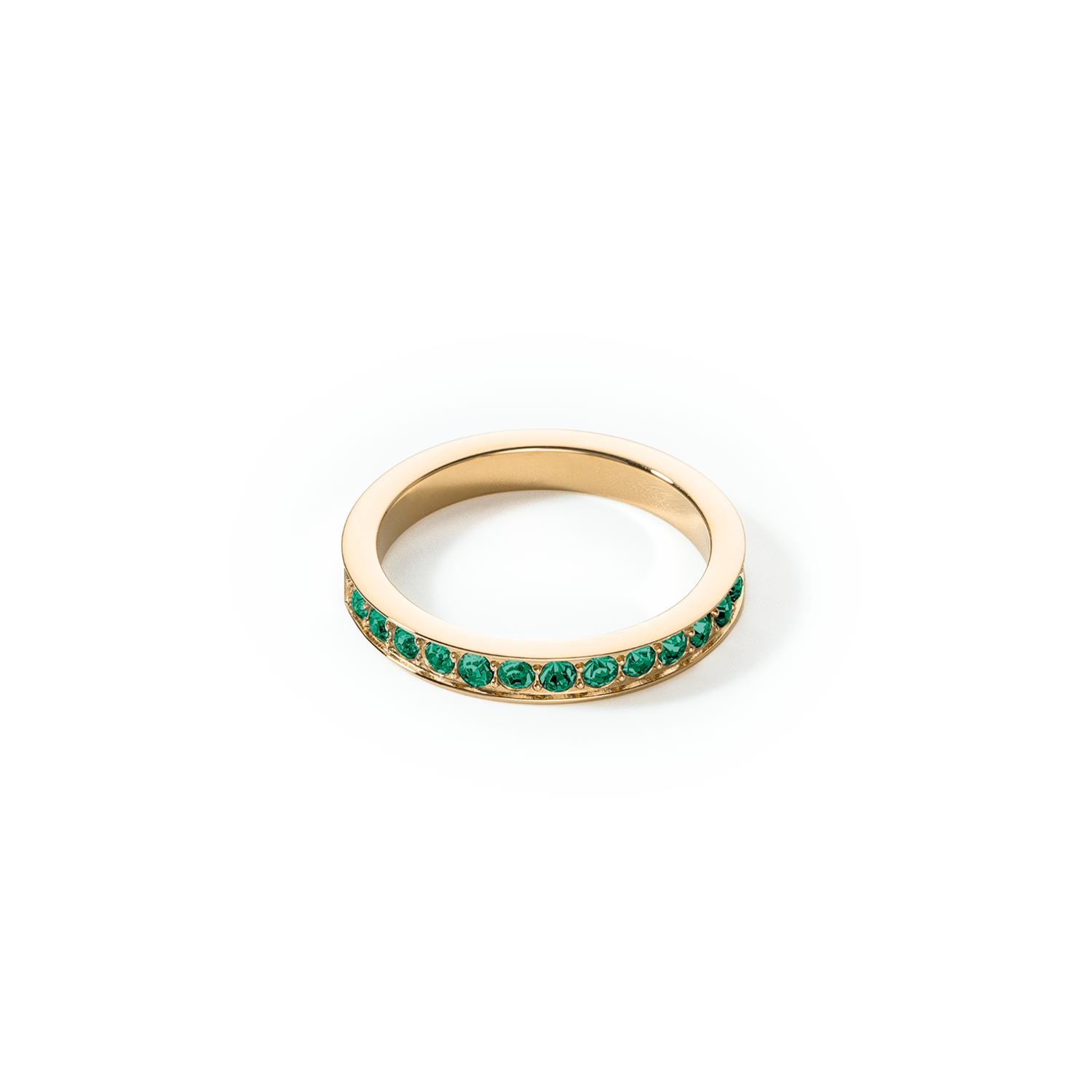 Ring Edelstahl & Kristalle Gold-Dunkelgrün