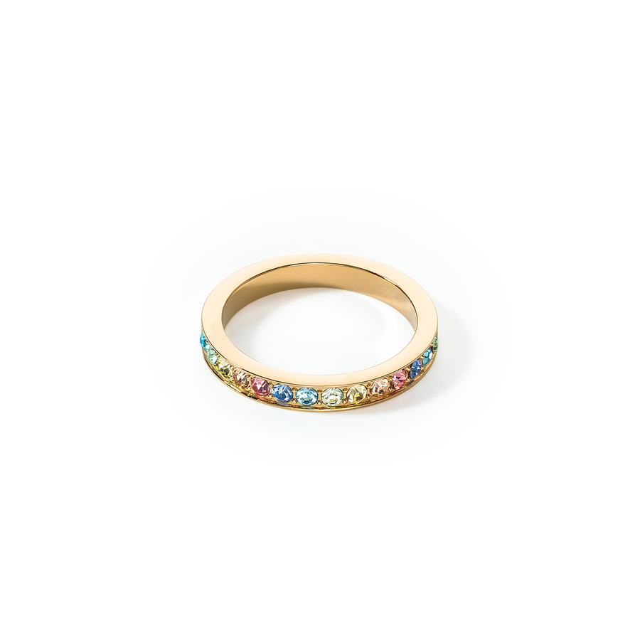 Ring Edelstahl & Kristalle gold multicolor pastell