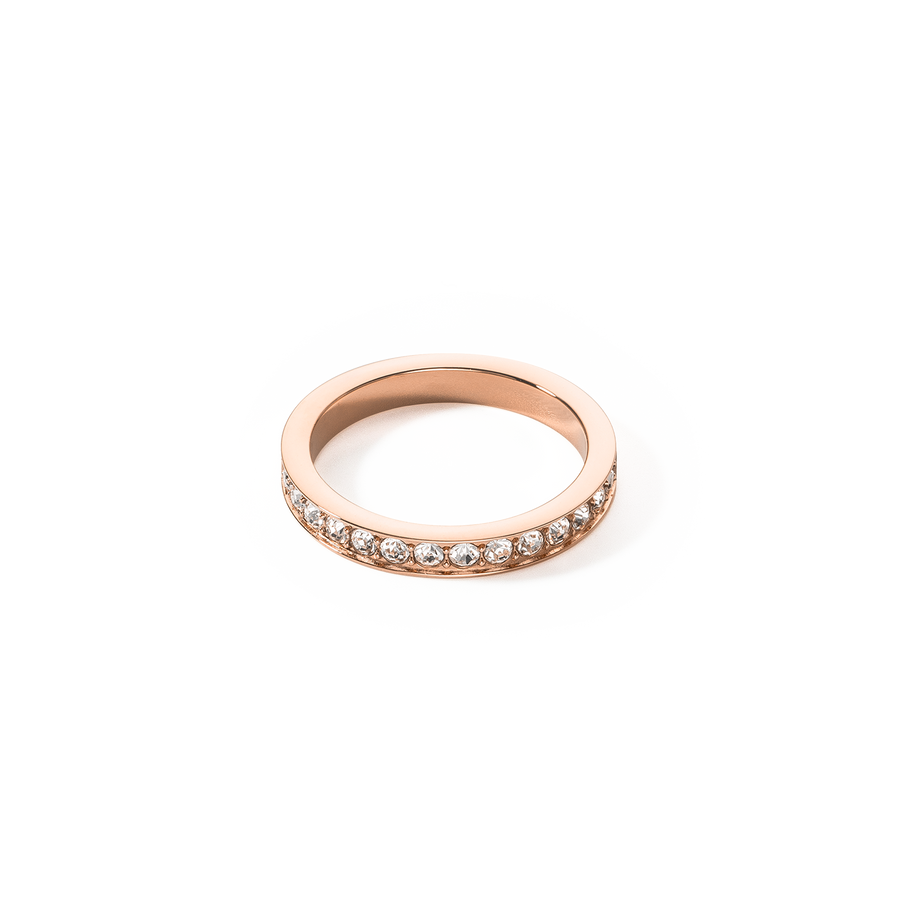 Ring Edelstahl & Kristalle slim roségold kristall