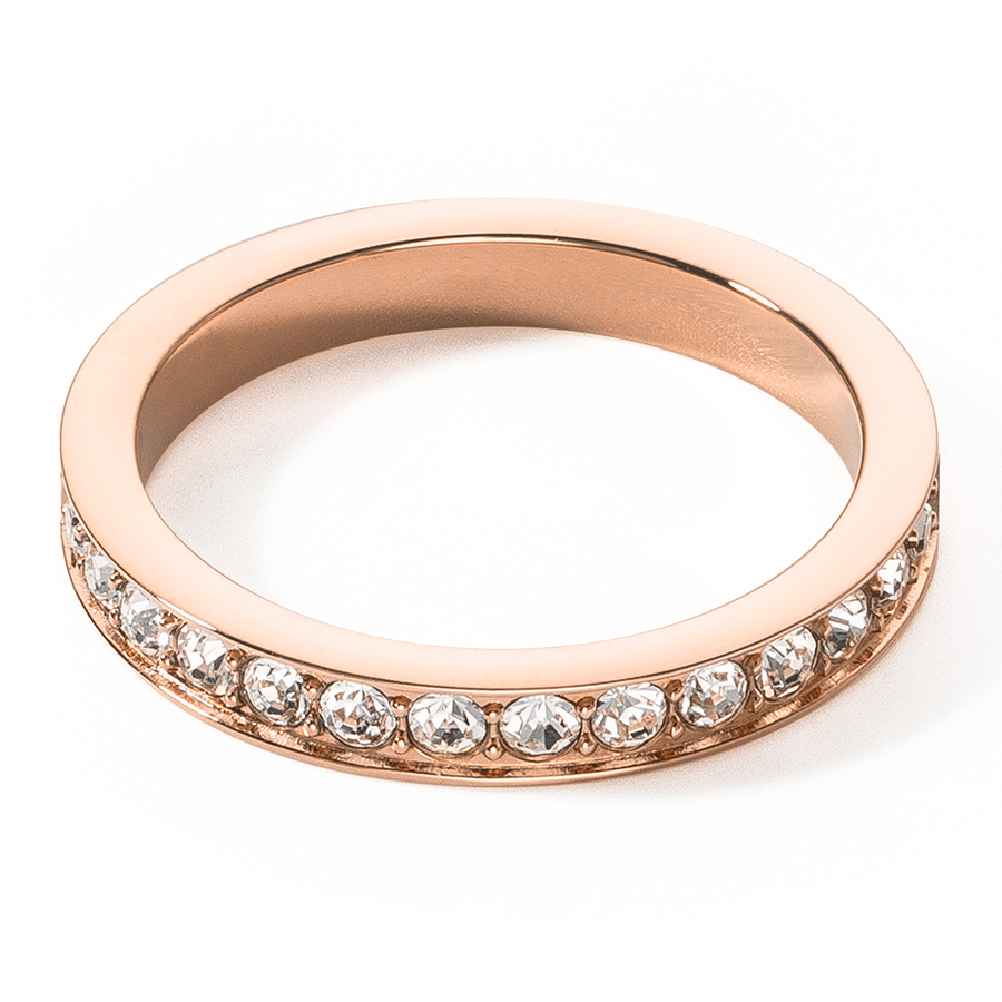 Ring Edelstahl & Kristalle slim roségold kristall