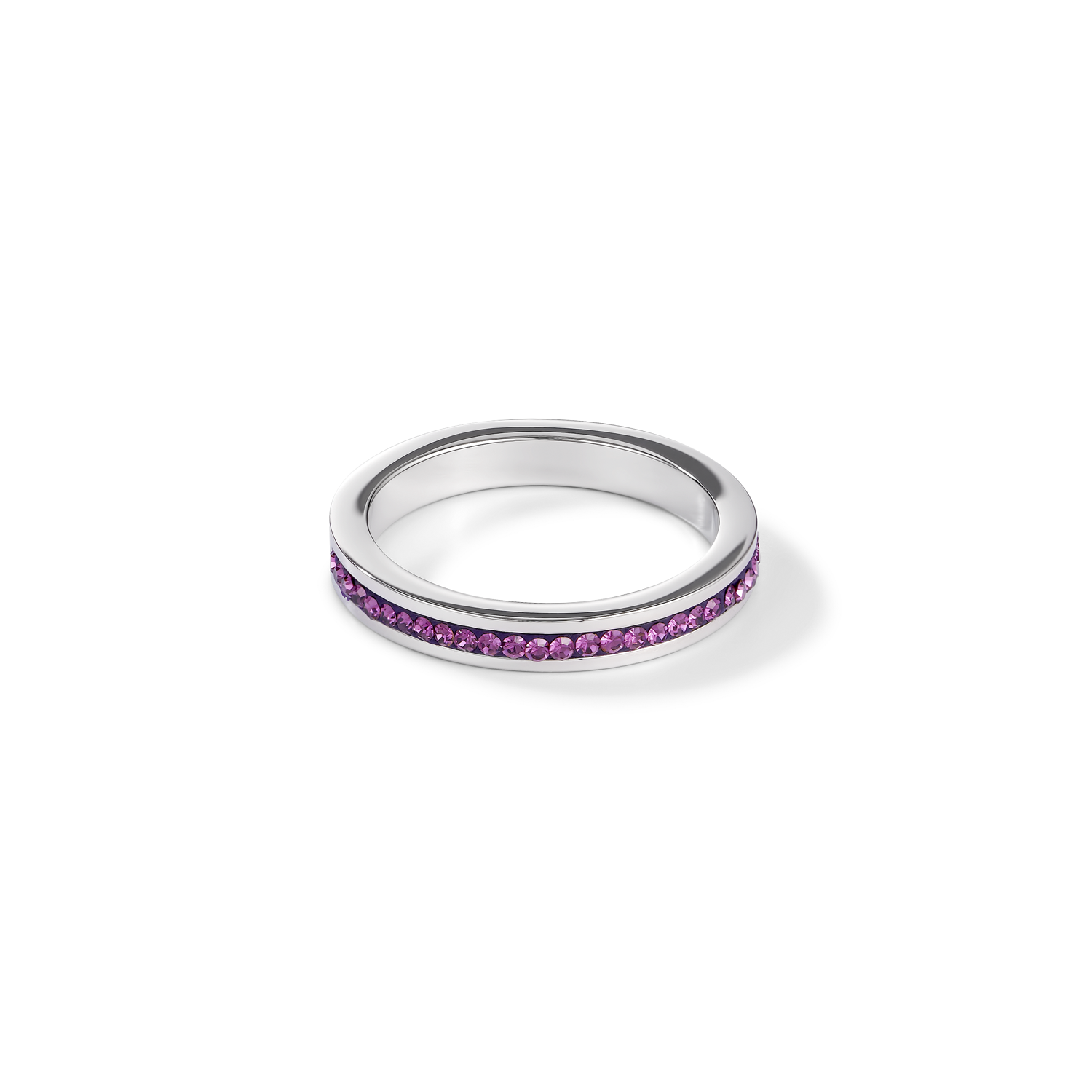 Ring Edelstahl silber & Kristalle Pavé amethyst