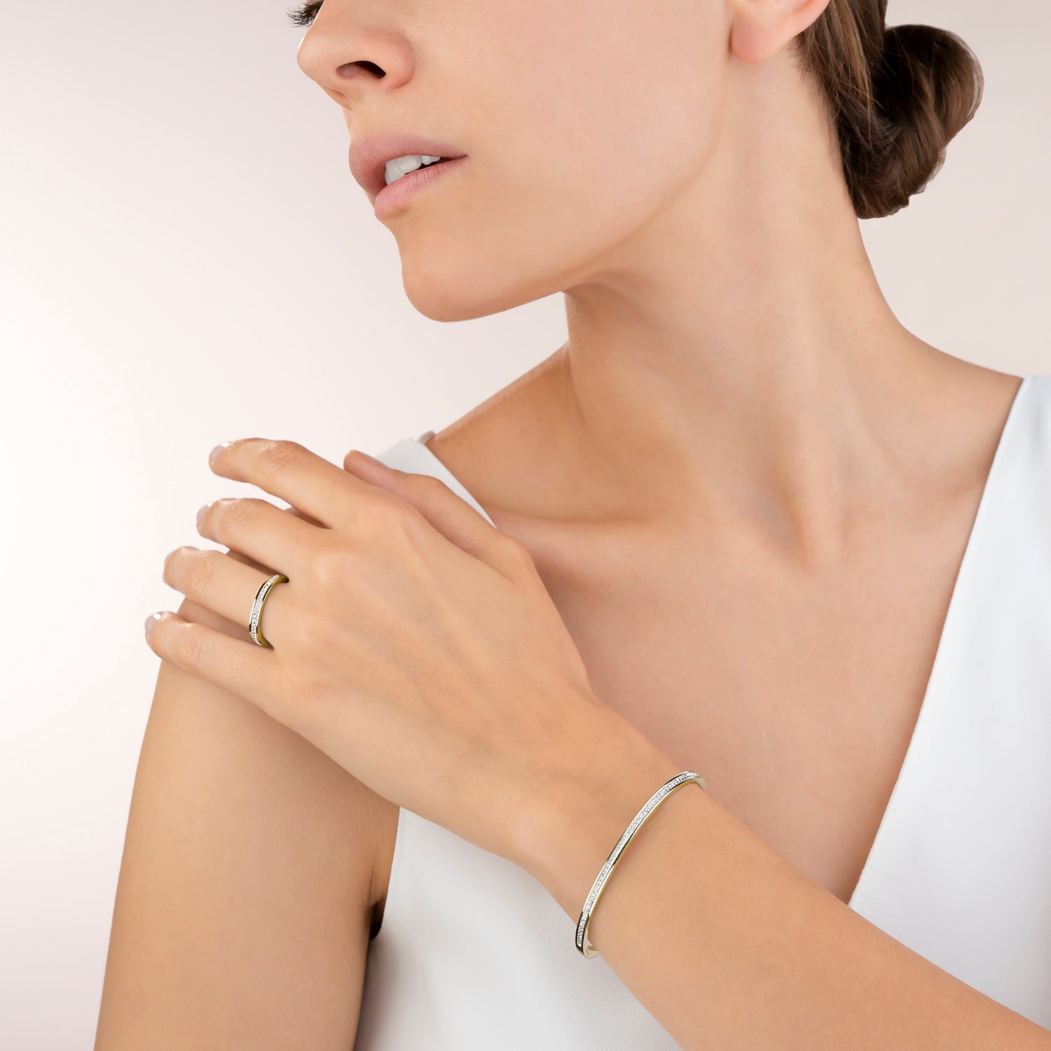 Ring Edelstahl gold & Kristalle Pavé kristall