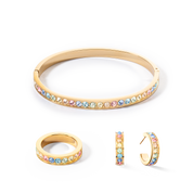Armreif Edelstahl & Kristalle gold multi pastell (Größe 17 cm) von COEUR DE LION – im Set mit passenden Schmuckstücken