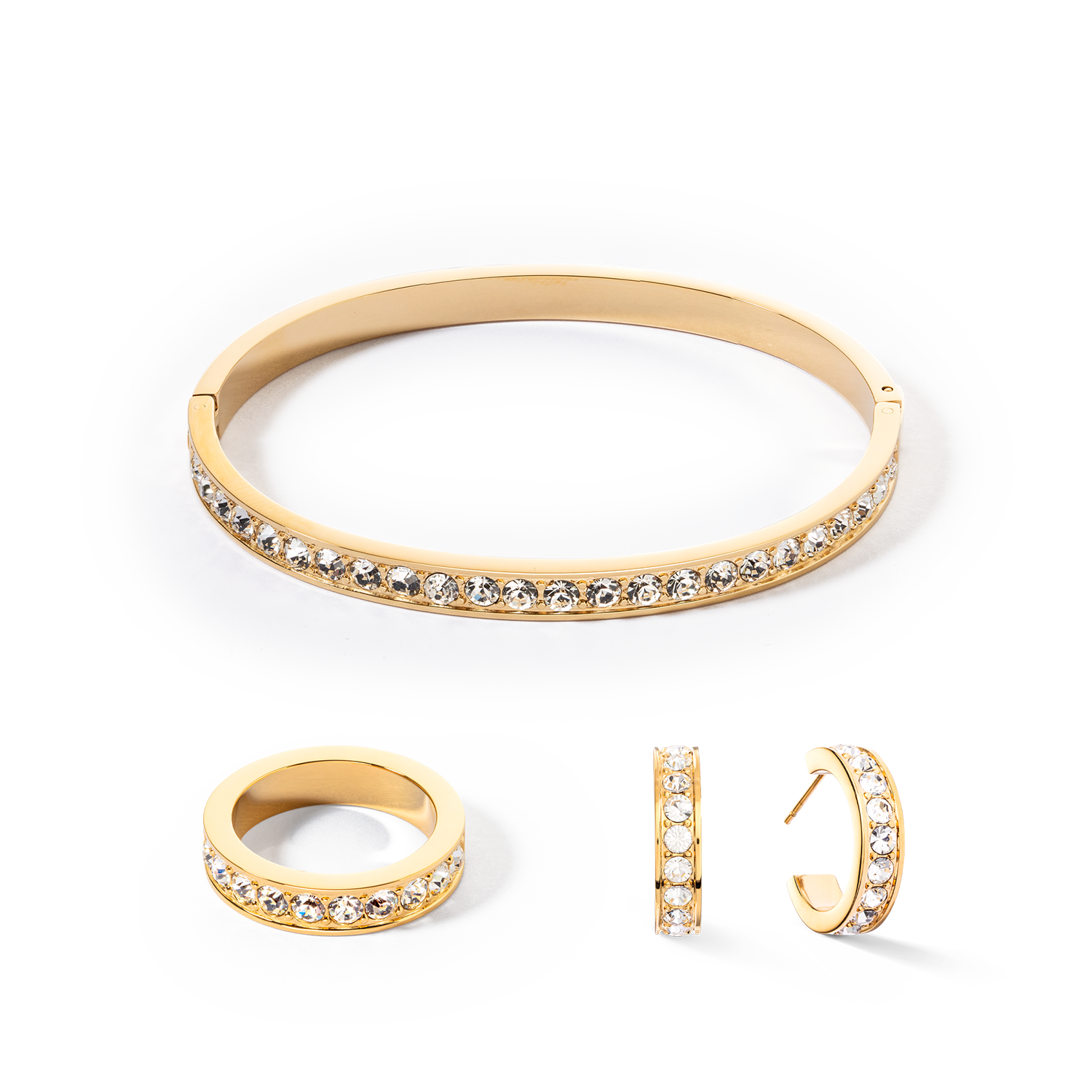Armreif Edelstahl & Kristalle gold kristall (Größe 17 cm)