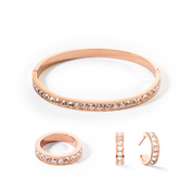 Armreif Edelstahl & Kristalle roségold kristall (Größe 19 cm) von COEUR DE LION – im Set mit passenden Schmuckstücken