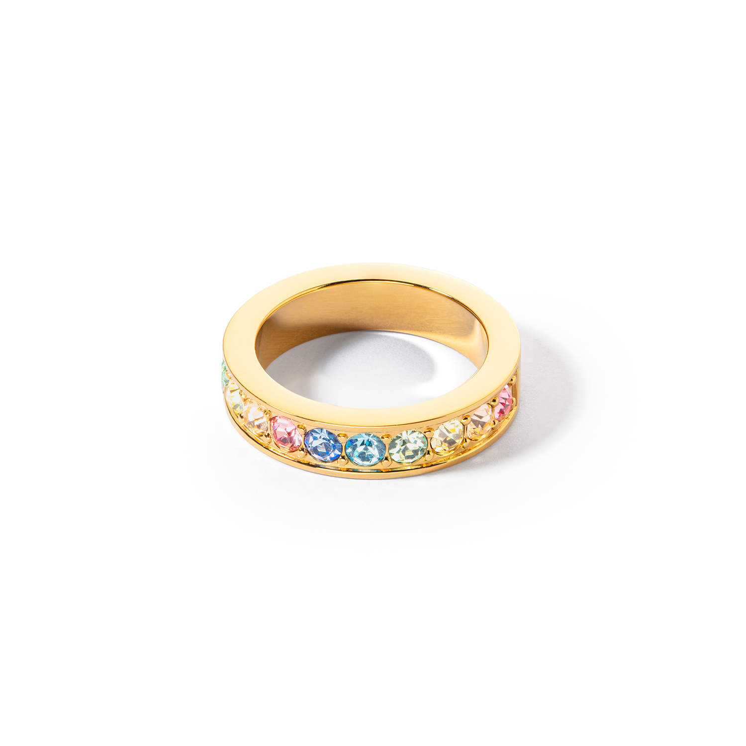 Ring Edelstahl &amp; Kristalle gold multi pastell von COEUR DE LION