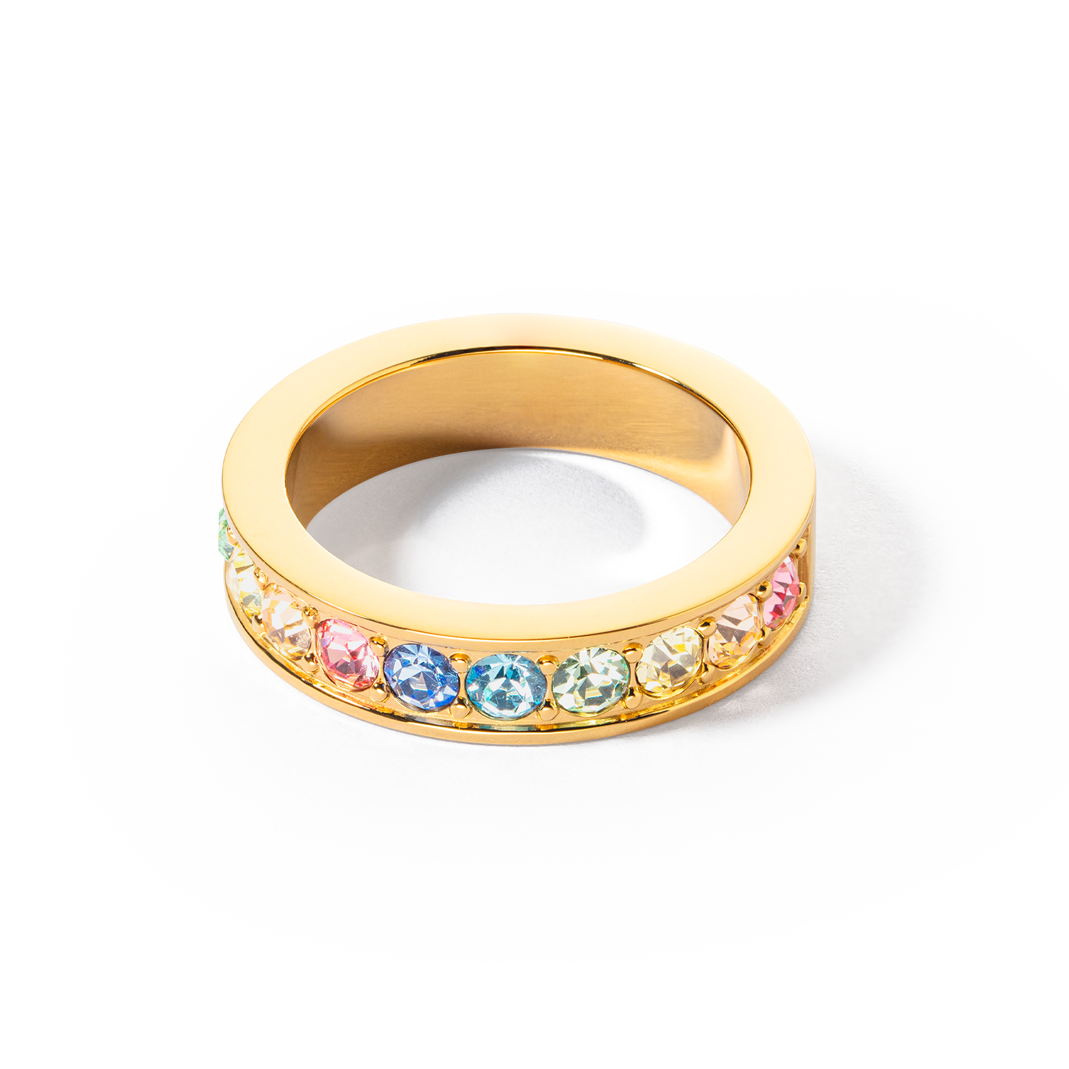 Ring Edelstahl & Kristalle gold multi pastell von COEUR DE LION – Detailaufnahme
