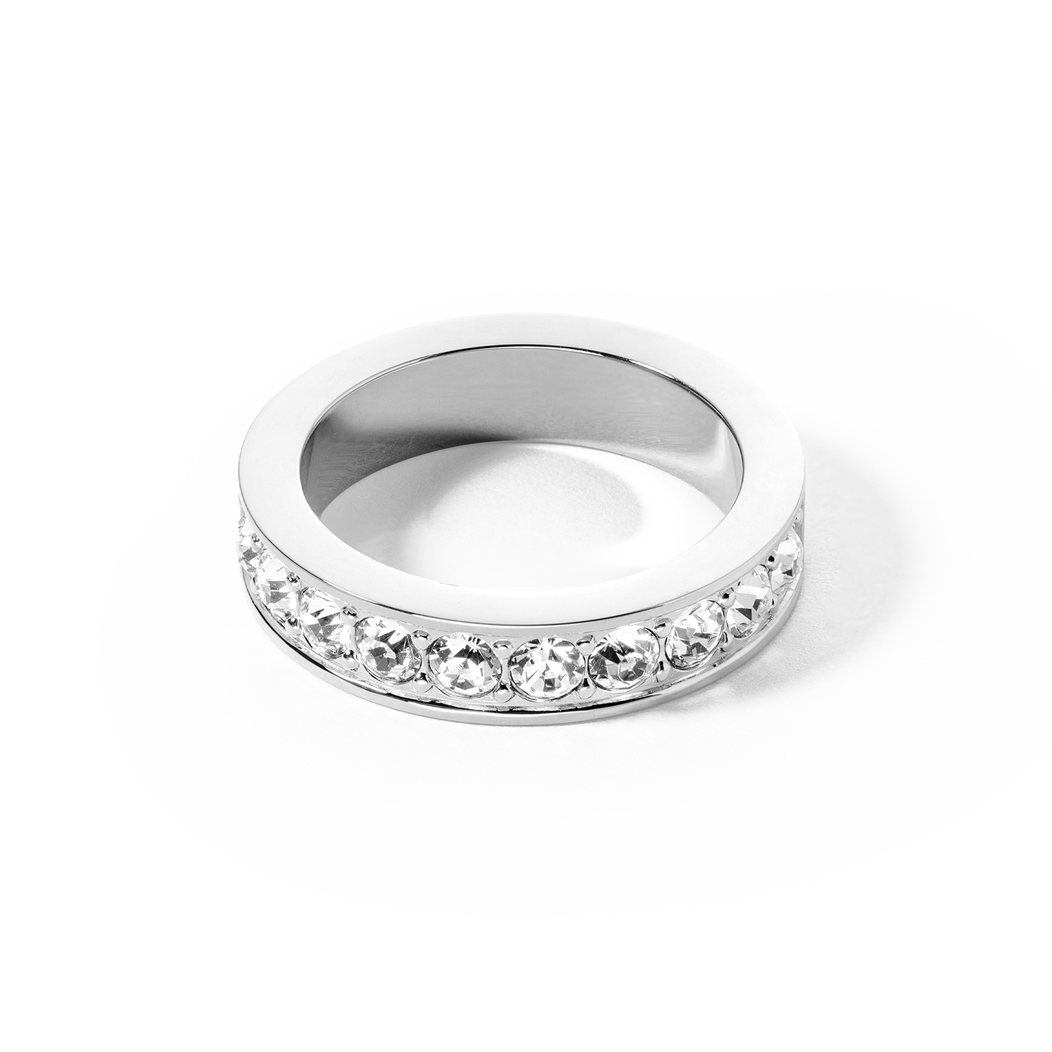 Ring Edelstahl & Kristalle silber kristall von COEUR DE LION – Detailaufnahme