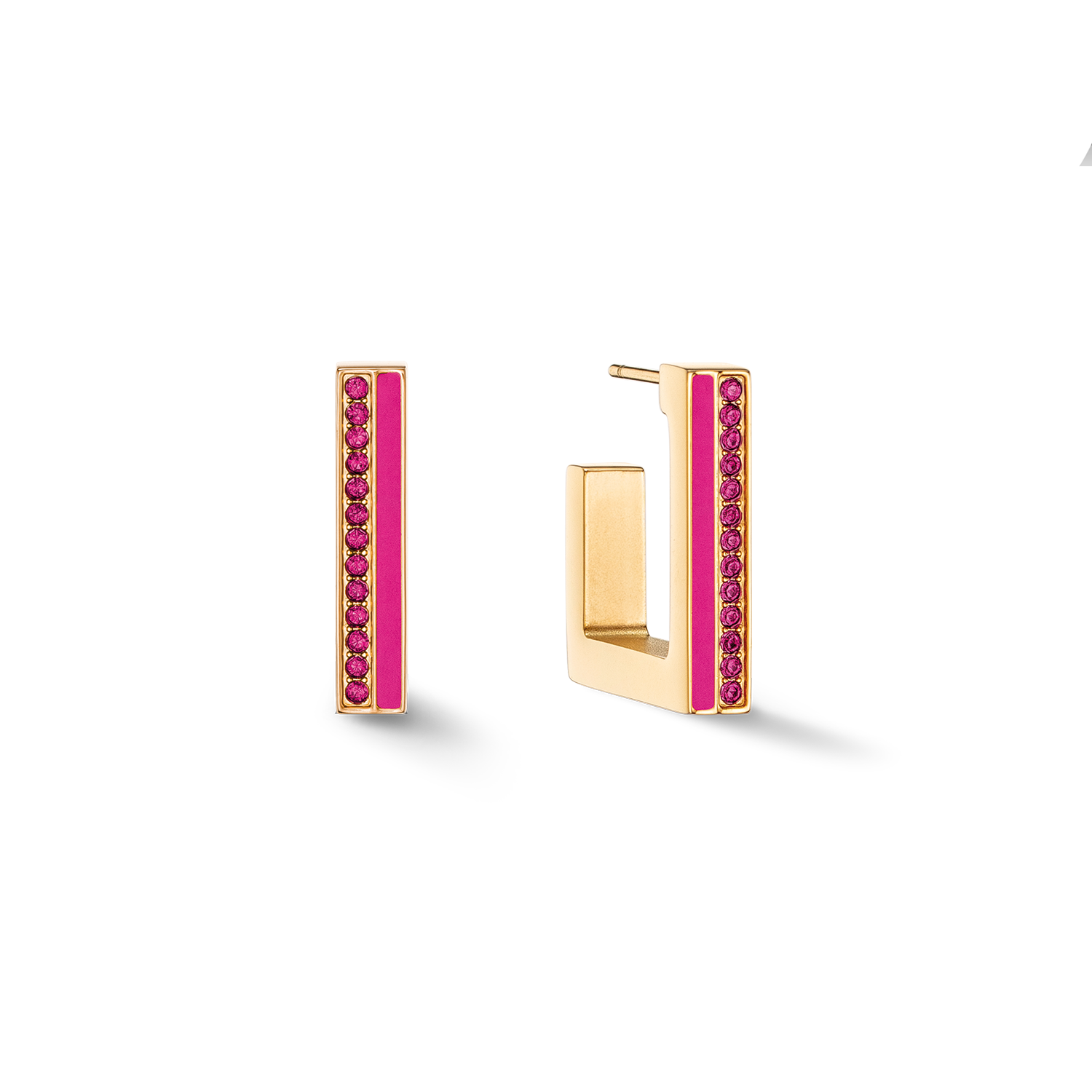 Ohrringe Creole Square Stripes 20 gold-pink
