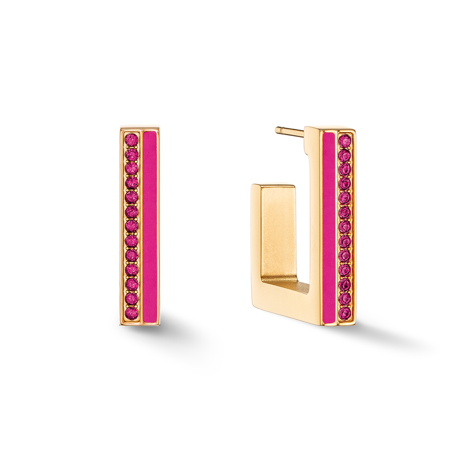 Ohrringe Creole Square Stripes 20 gold-pink