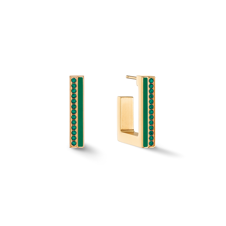 Ohrringe Creole Square Stripes 20 gold-grün