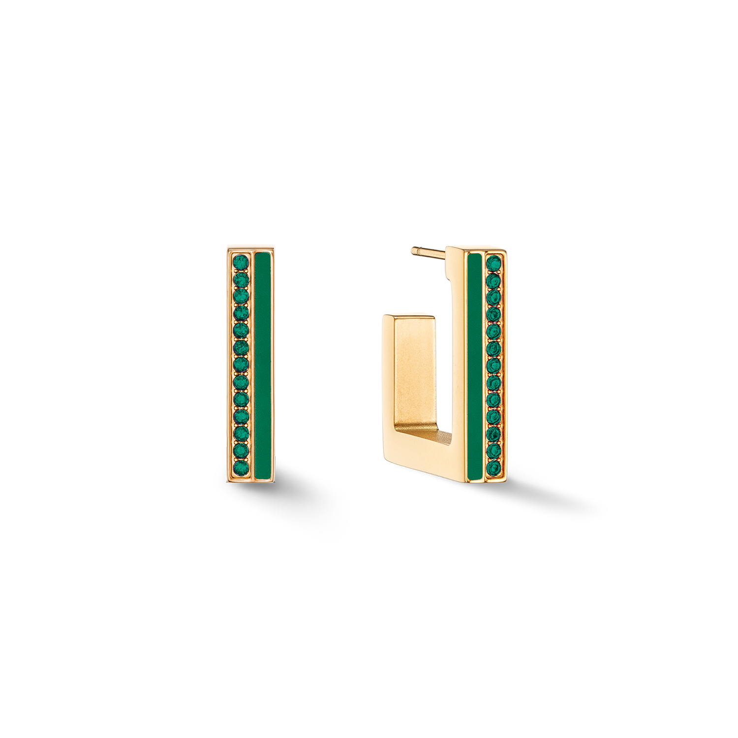 Ohrringe Creole Square Stripes 20 gold-grün