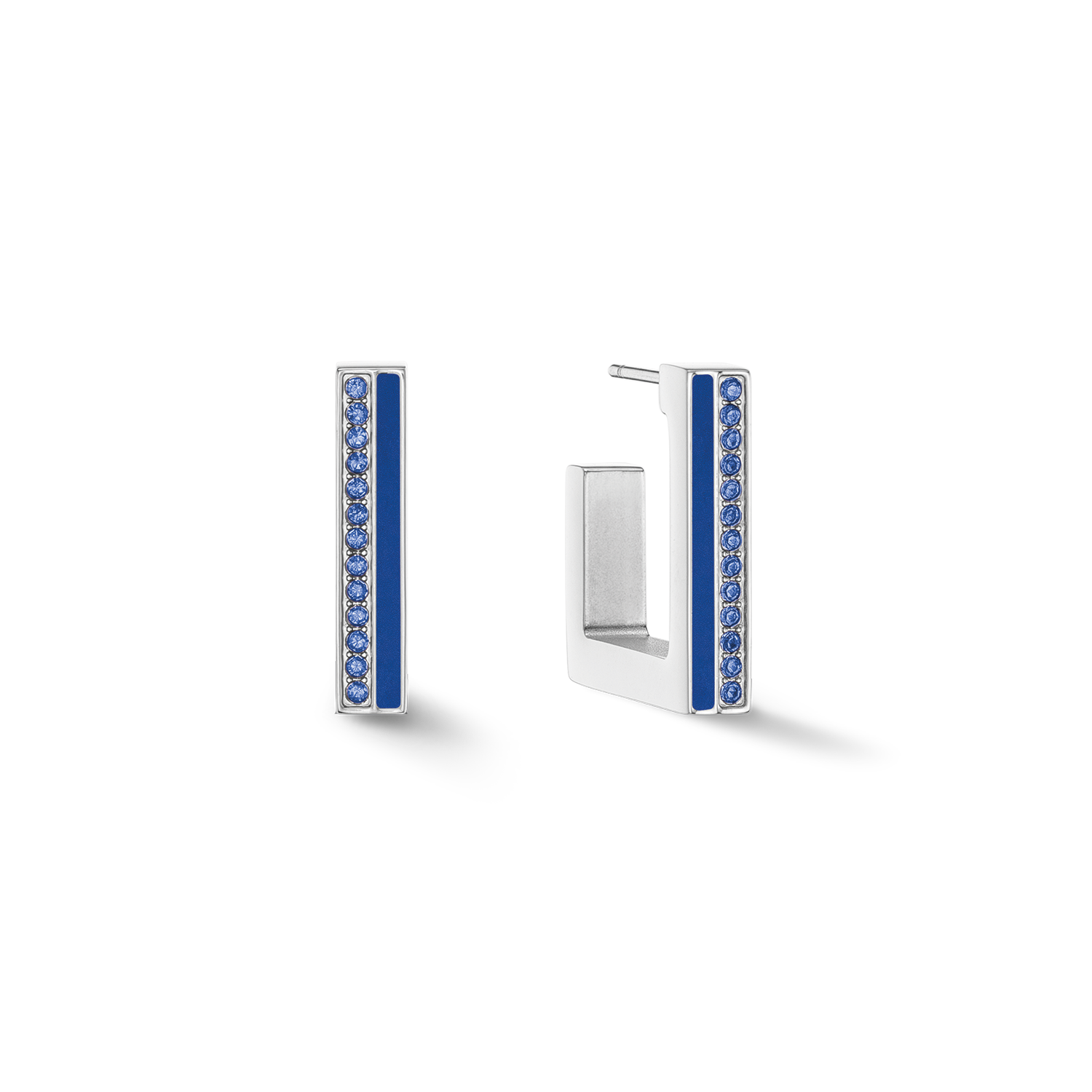 Ohrringe Creole Square Stripes 20 silber-blau