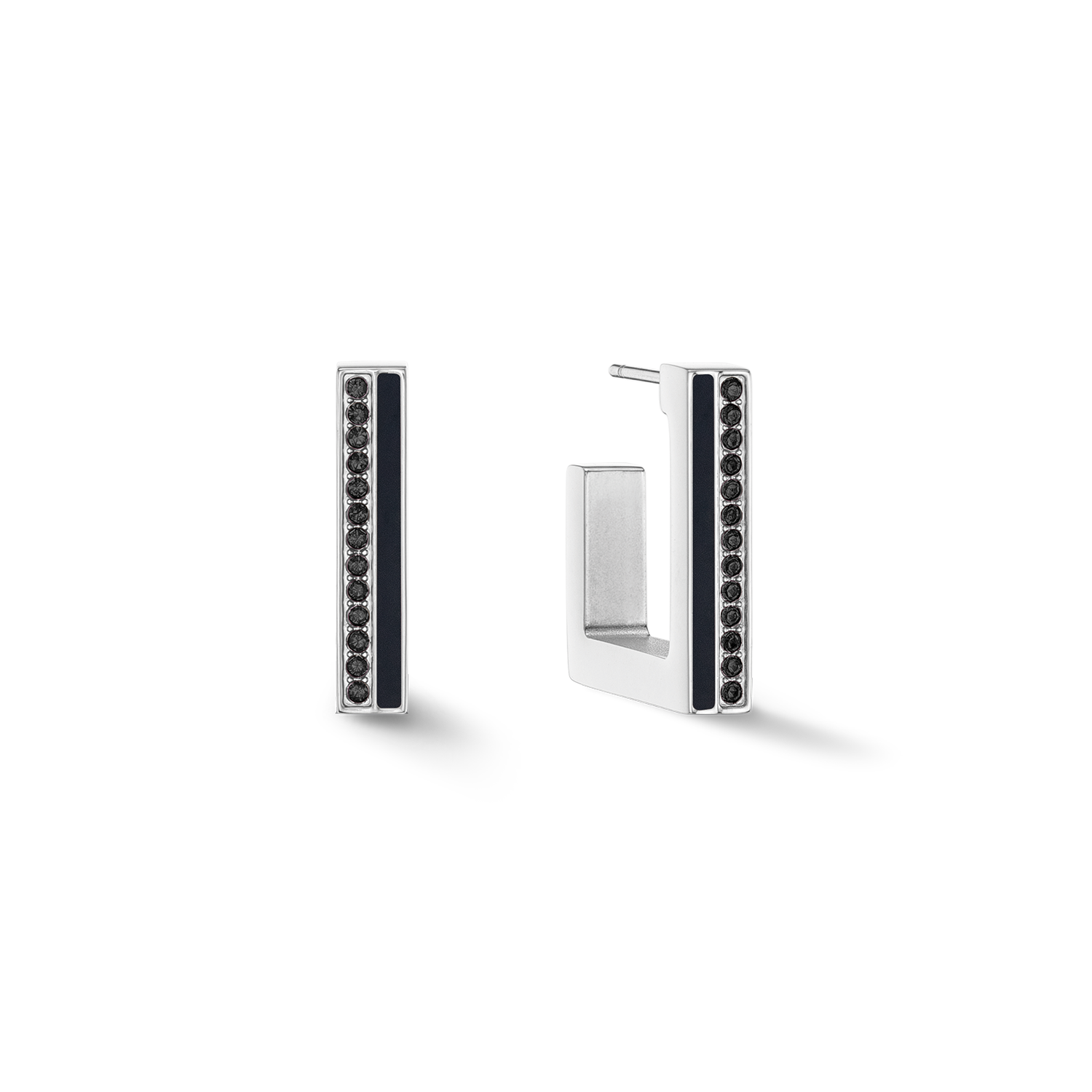 Ohrringe Creole Square Stripes 20 silber-schwarz