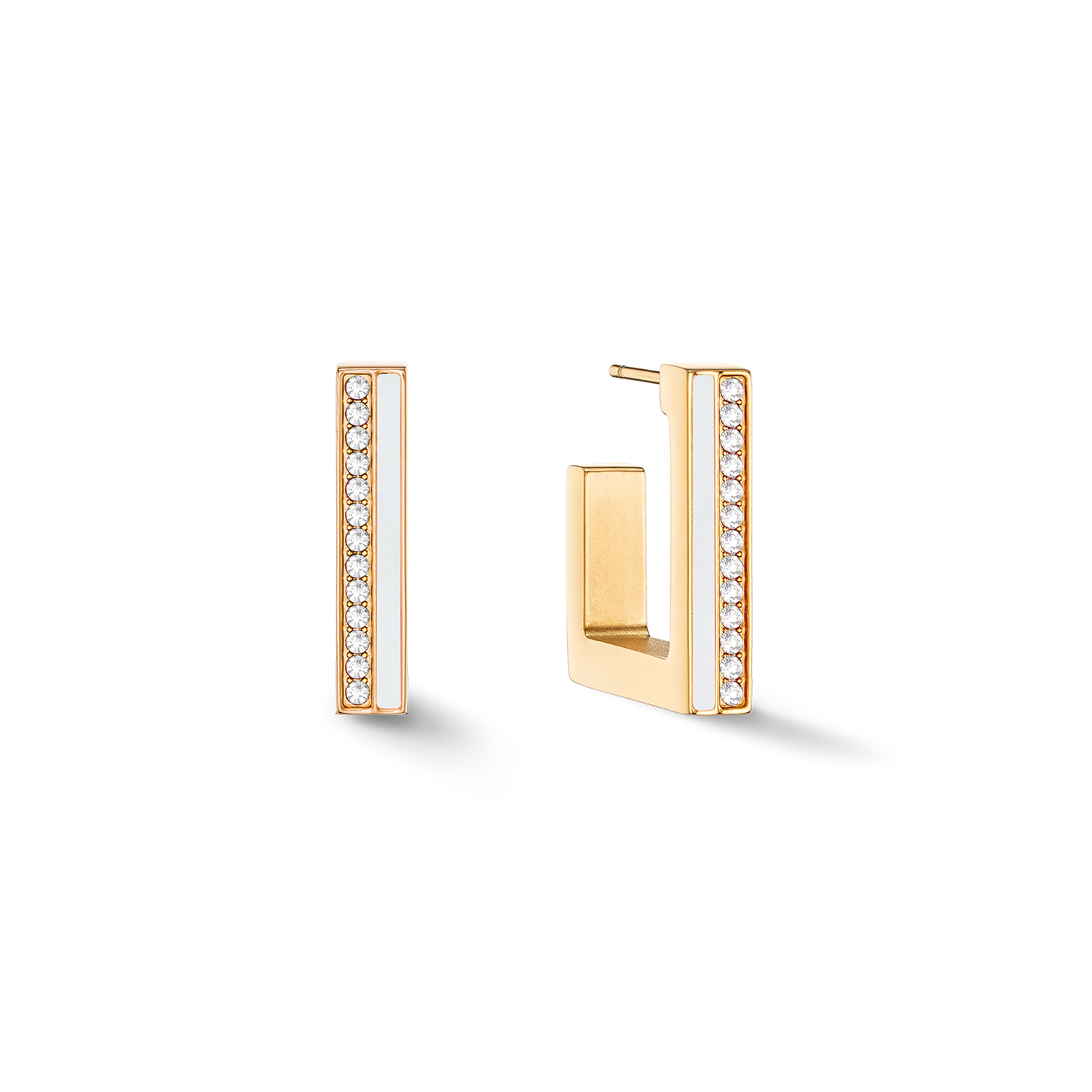 Ohrringe Creole Square Stripes 20 gold-weiß
