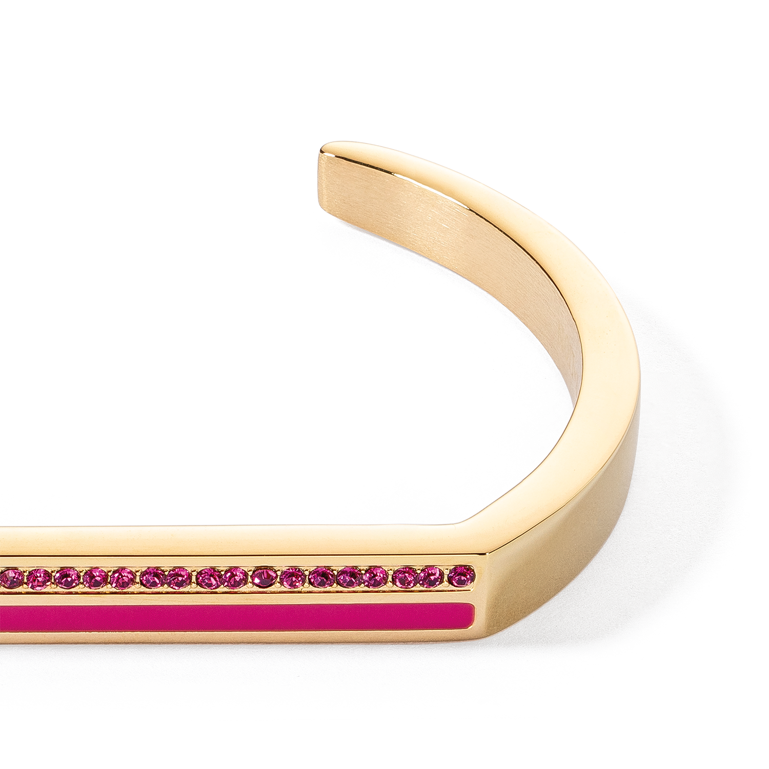 Armreif Cuff Square Stripes gold-pink von COEUR DE LION – Detailaufnahme