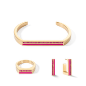 Armreif Cuff Square Stripes gold-pink von COEUR DE LION – im Set mit passenden Schmuckstücken