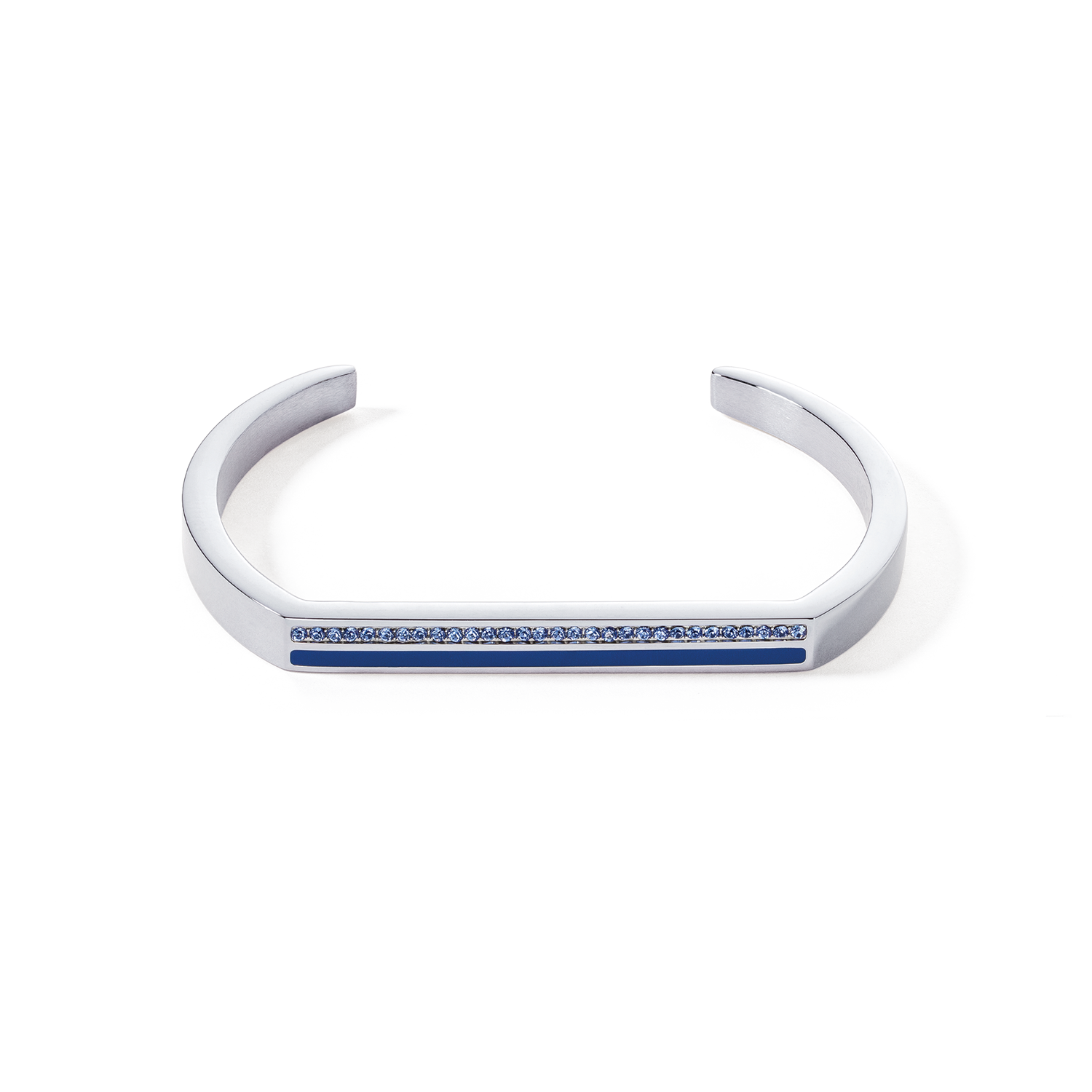 Armreif Cuff Square Stripes silber-blau von COEUR DE LION
