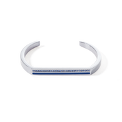 Armreif Cuff Square Stripes silber-blau von COEUR DE LION