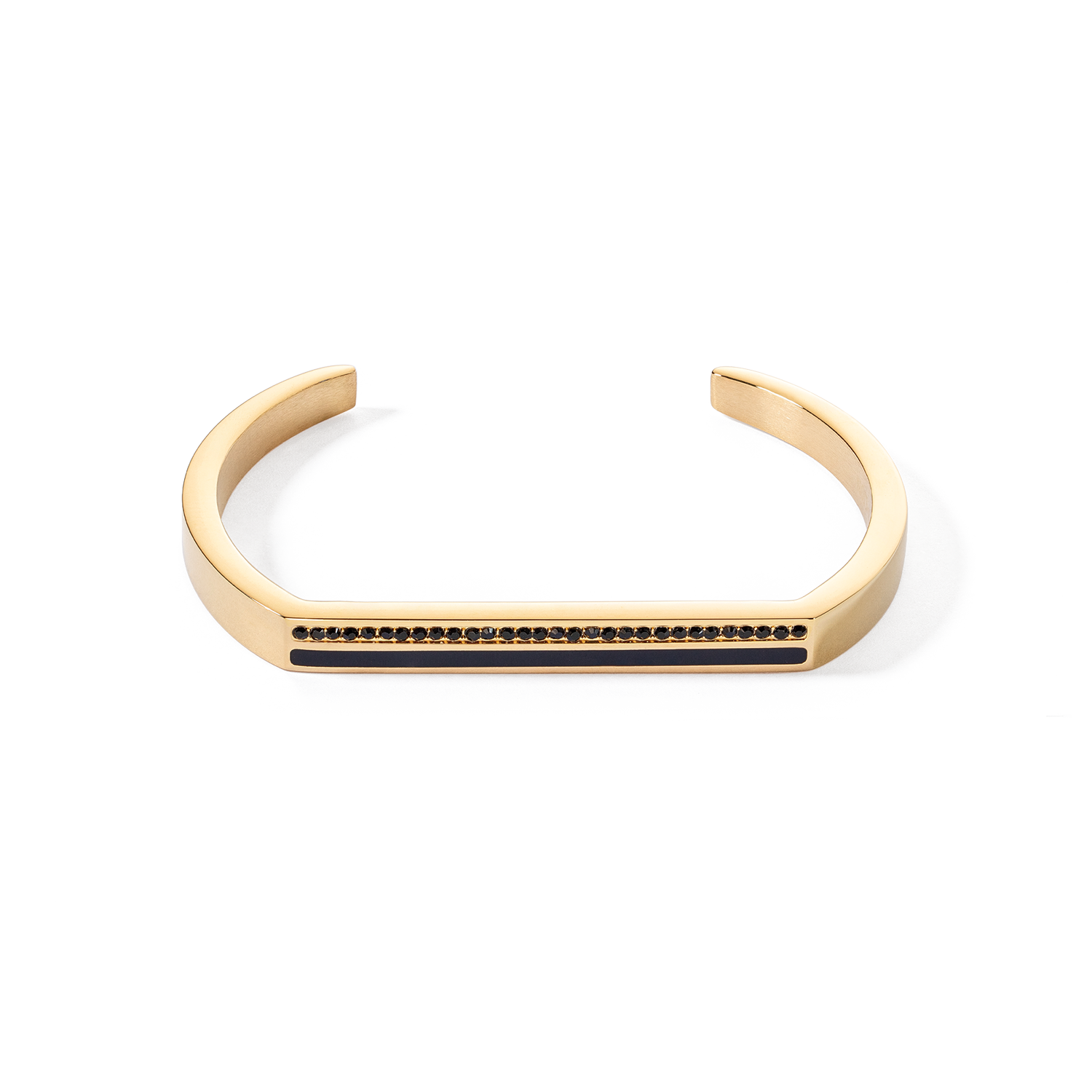 Armreif Cuff Square Stripes gold-schwarz von COEUR DE LION
