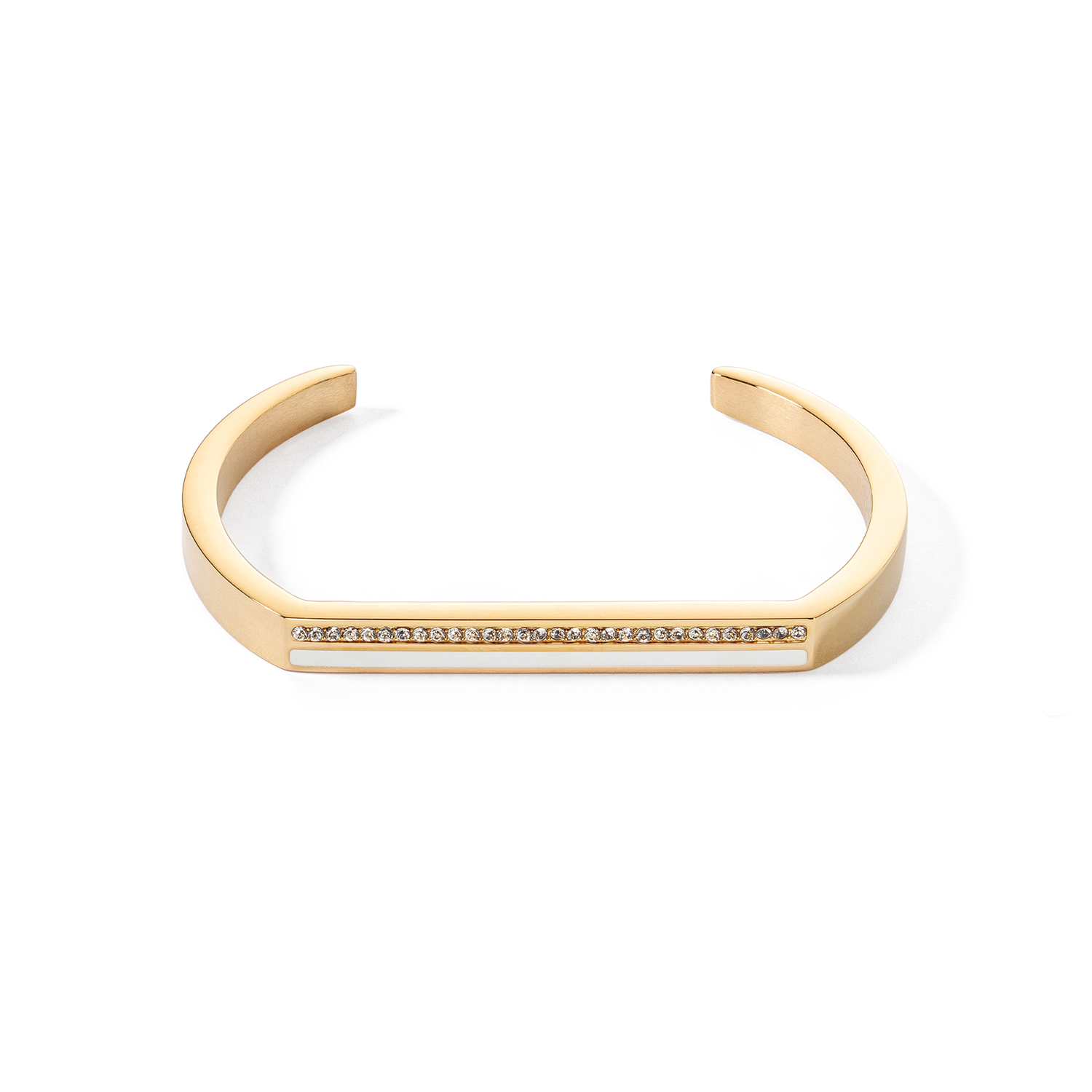 Armreif Cuff Square Stripes gold-weiß von COEUR DE LION