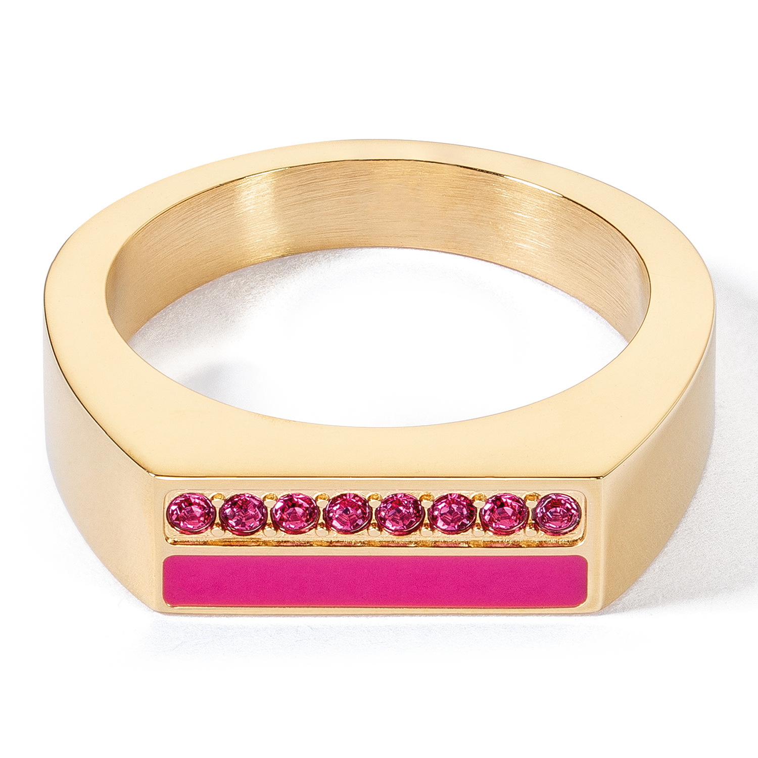 Ring Square Stripes gold-pink von COEUR DE LION – Detailaufnahme