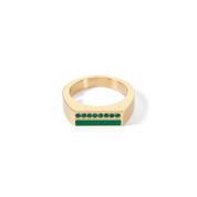Ring Square Stripes gold-grün von COEUR DE LION