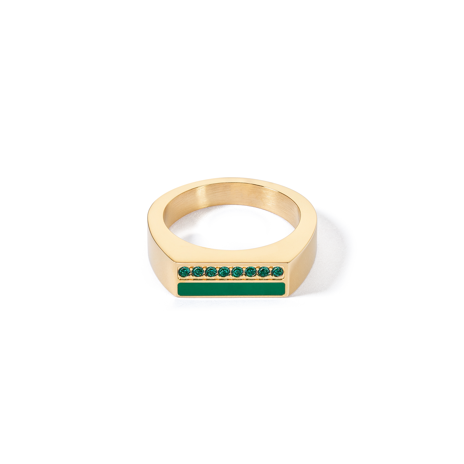 Ring Square Stripes gold-grün
