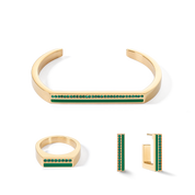 Ring Square Stripes gold-grün von COEUR DE LION – im Set mit passenden Schmuckstücken