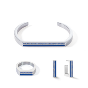 Ring Square Stripes silber-blau von COEUR DE LION – im Set mit passenden Schmuckstücken