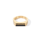 Ring Square Stripes gold-schwarz