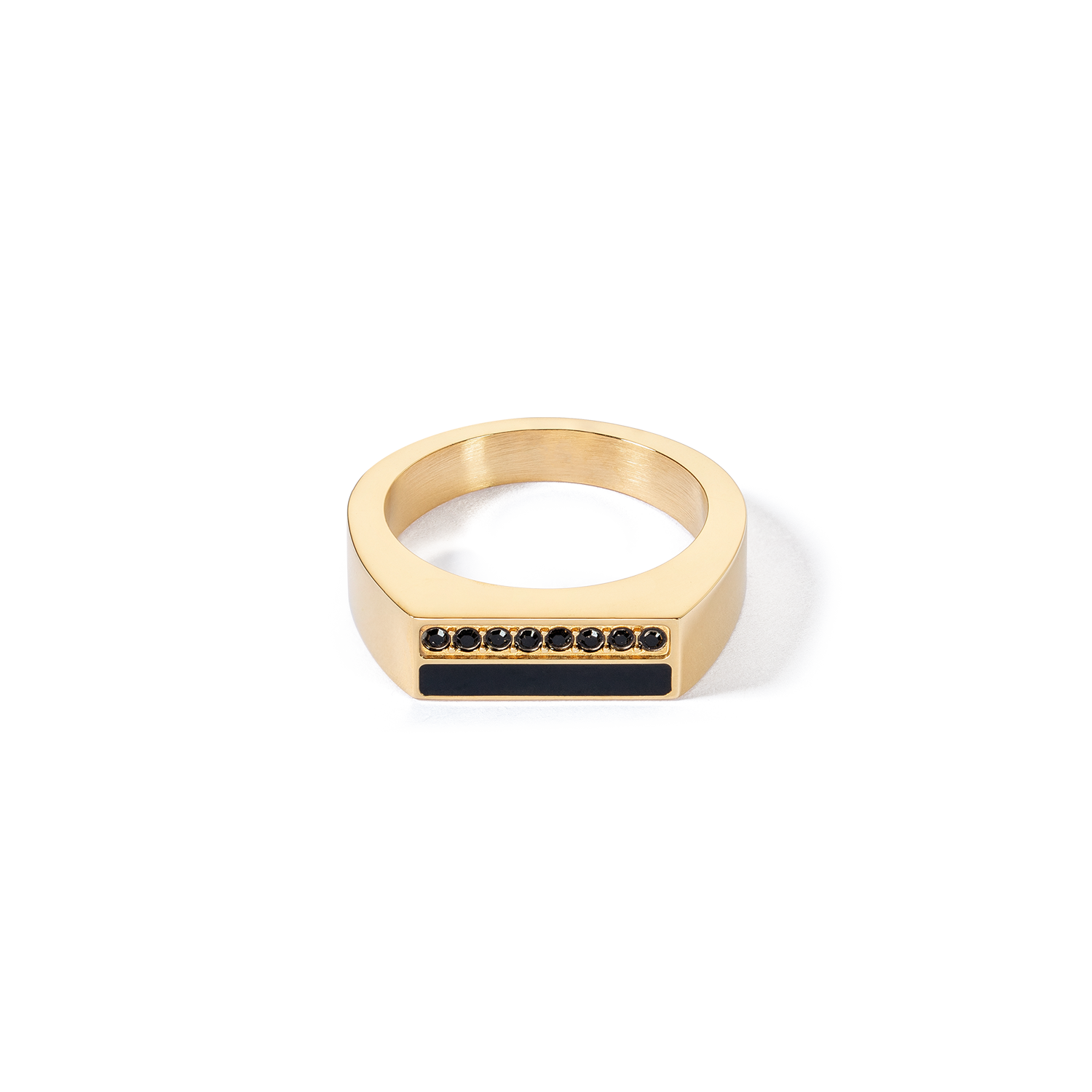 Ring Square Stripes gold-schwarz