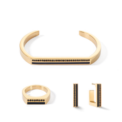Ring Square Stripes gold-schwarz von COEUR DE LION – im Set mit passenden Schmuckstücken