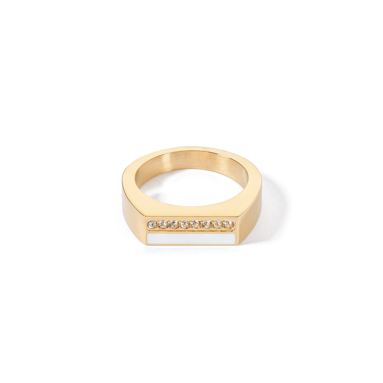 Ring Square Stripes gold-weiß von COEUR DE LION