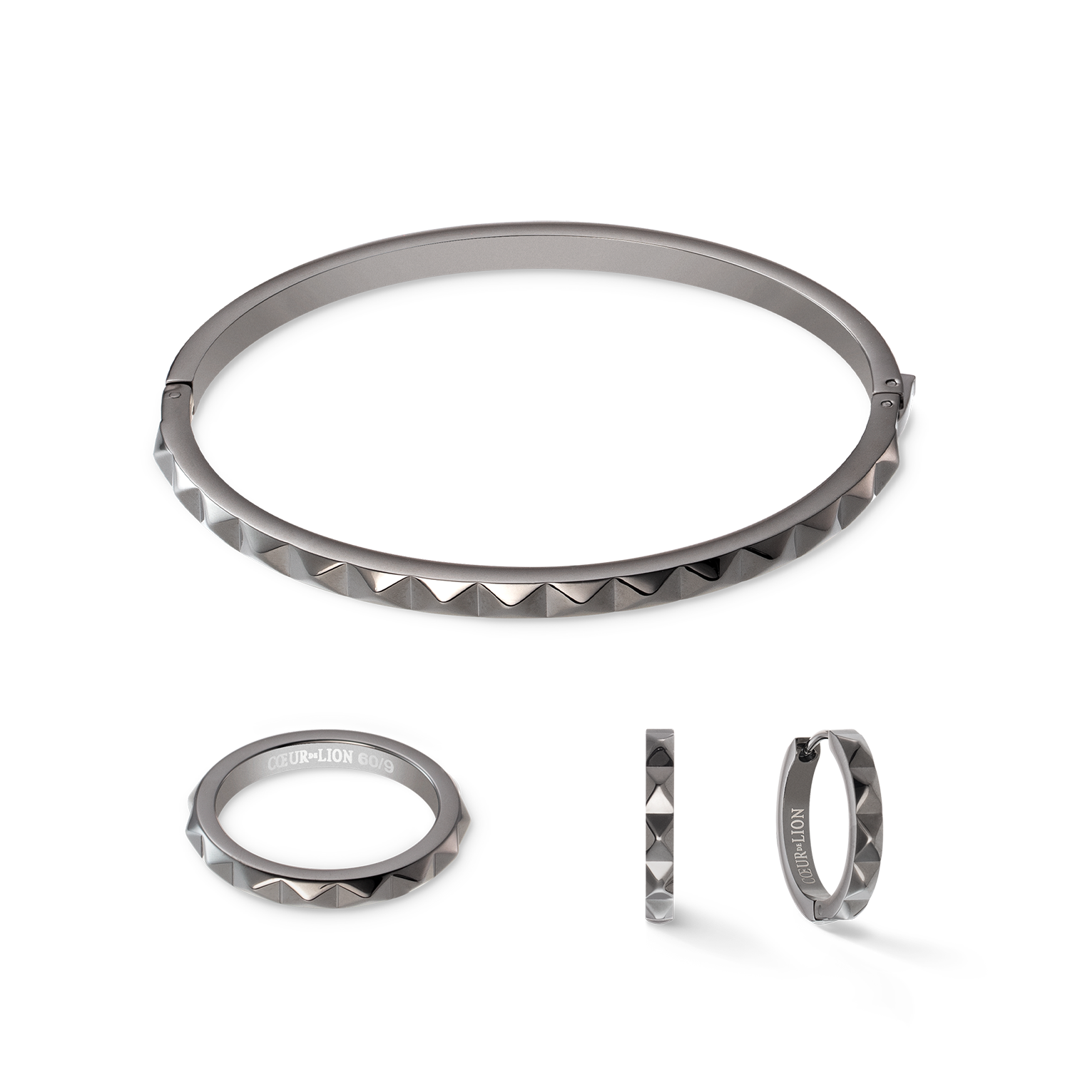 Ring Spikes anthrazit von COEUR DE LION – im Set mit passenden Schmuckstücken