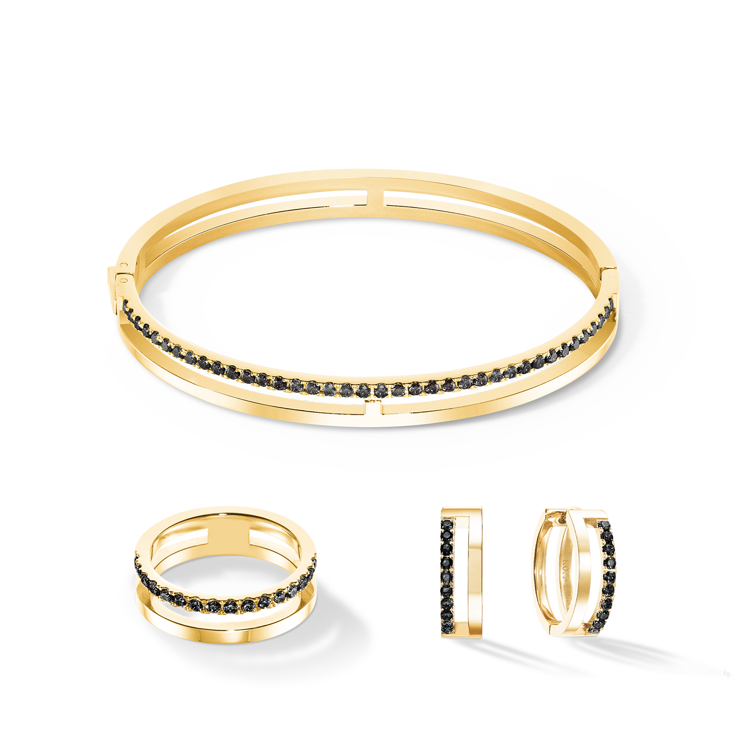 Eternal Unity Creolen gold-schwarz von COEUR DE LION – im Set mit passenden Schmuckstücken