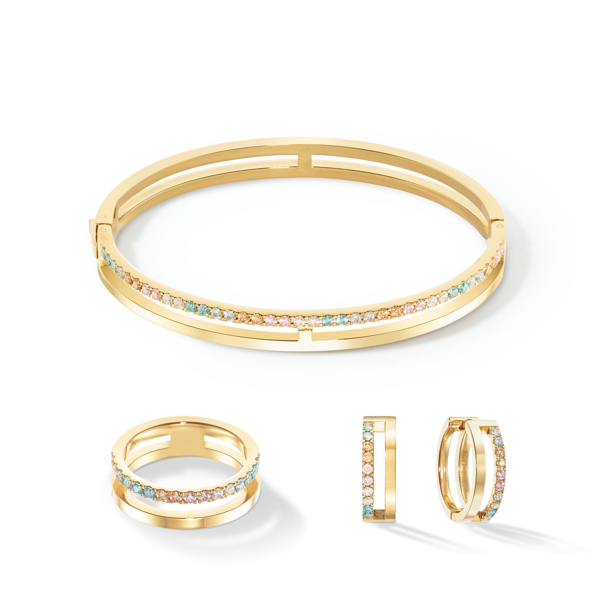 Eternal Unity Creolen gold-multicolor pastell von COEUR DE LION – im Set mit passenden Schmuckstücken