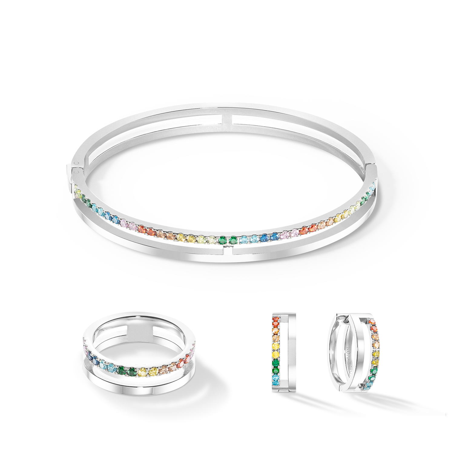 Eternal Unity Armreif silber-multicolor von COEUR DE LION – im Set mit passenden Schmuckstücken