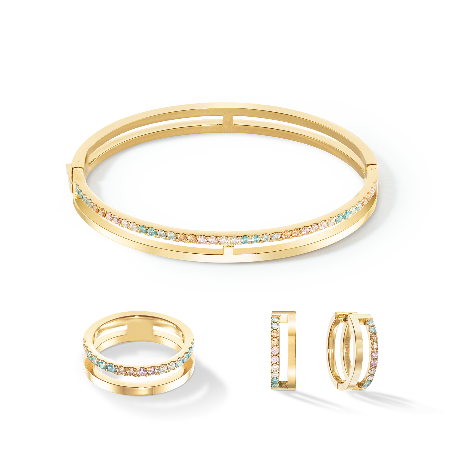 Eternal Unity Armreif gold-multicolor pastell von COEUR DE LION – im Set mit passenden Schmuckstücken