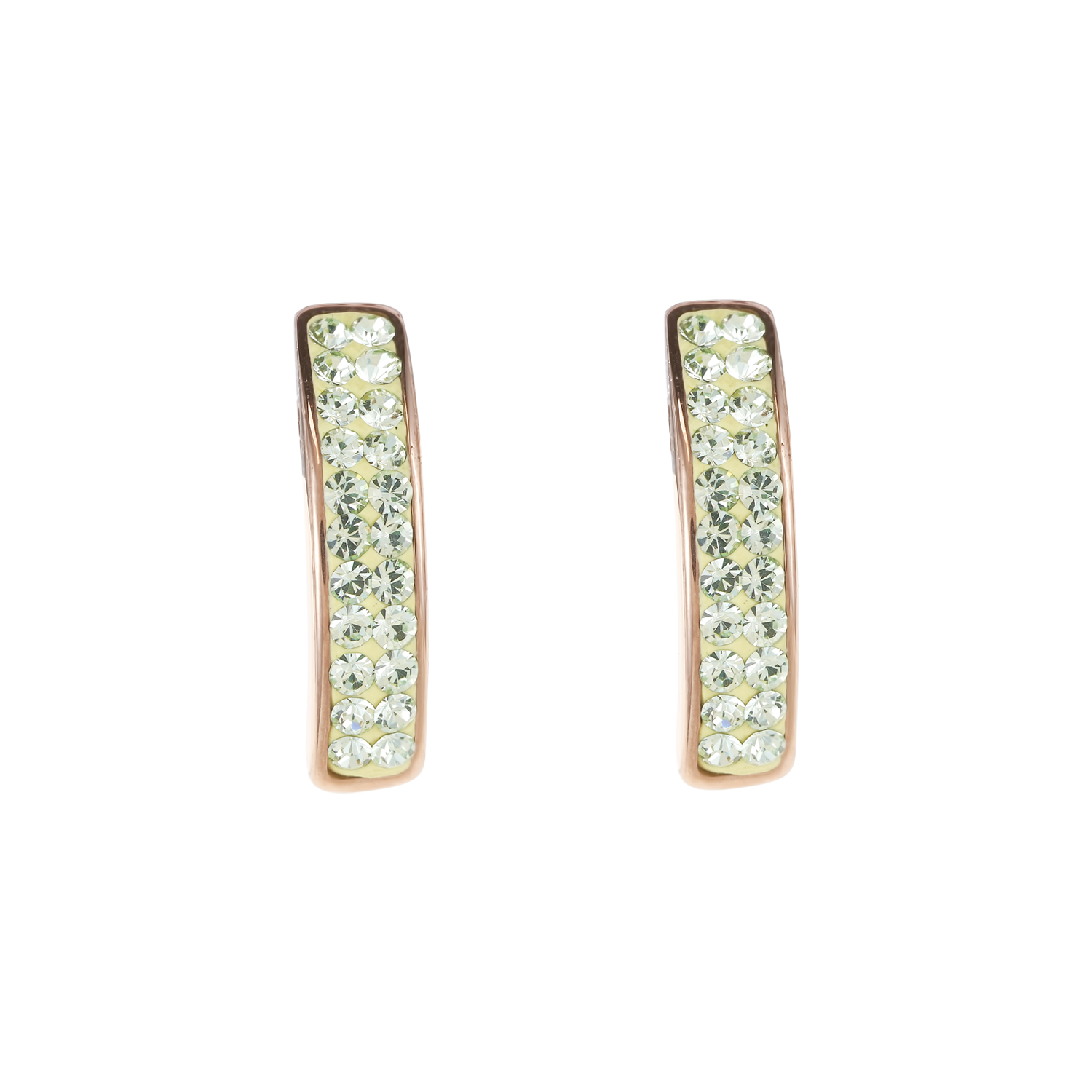 Ohrringe Edelstahl rosegold & Kristalle Pavé hellgrün