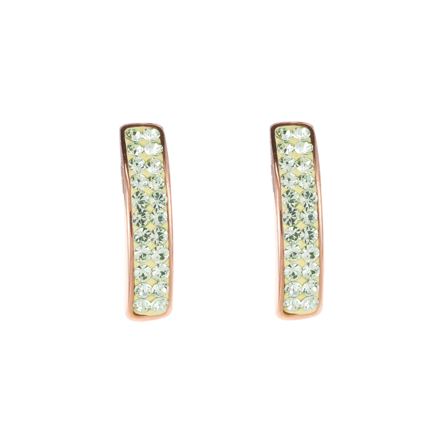 Ohrringe Edelstahl rosegold & Kristalle Pavé hellgrün