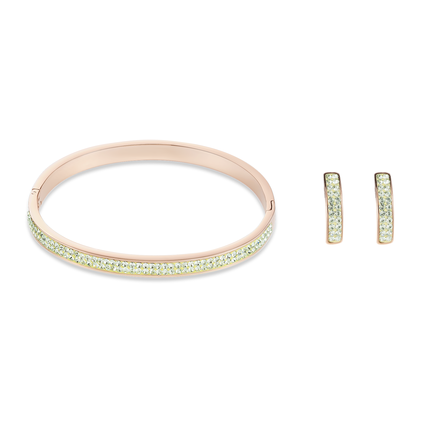 Ohrringe Edelstahl rosegold & Kristalle Pavé hellgrün