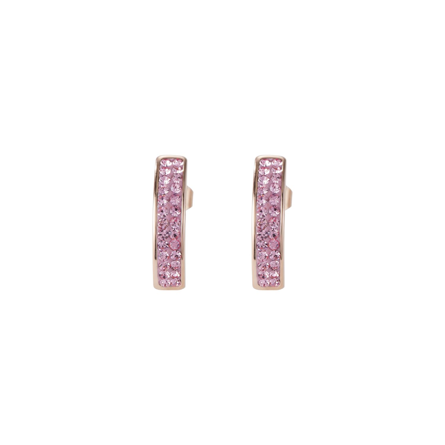 Ohrringe Edelstahl rosegold & Kristalle Pavé hellrosa