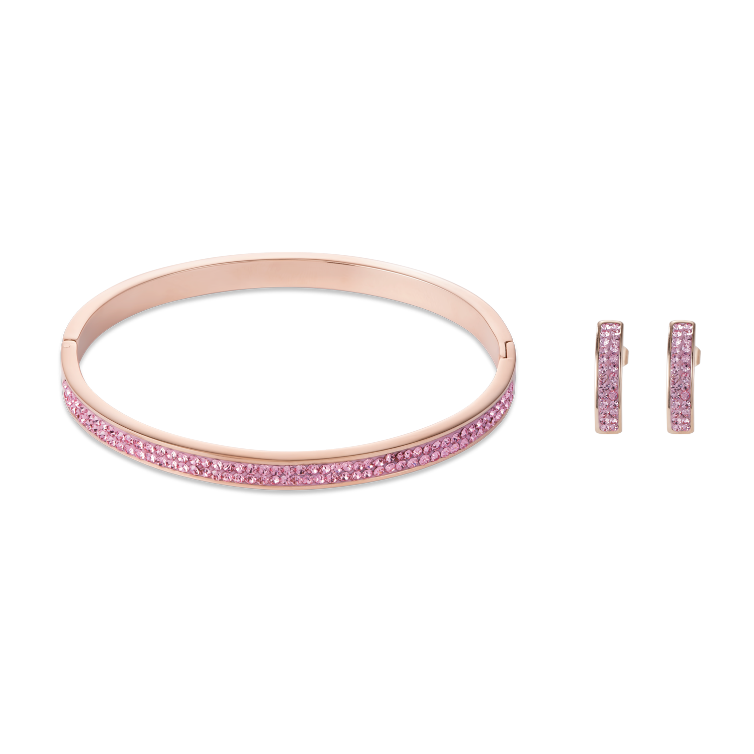 Ohrringe Edelstahl rosegold & Kristalle Pavé hellrosa
