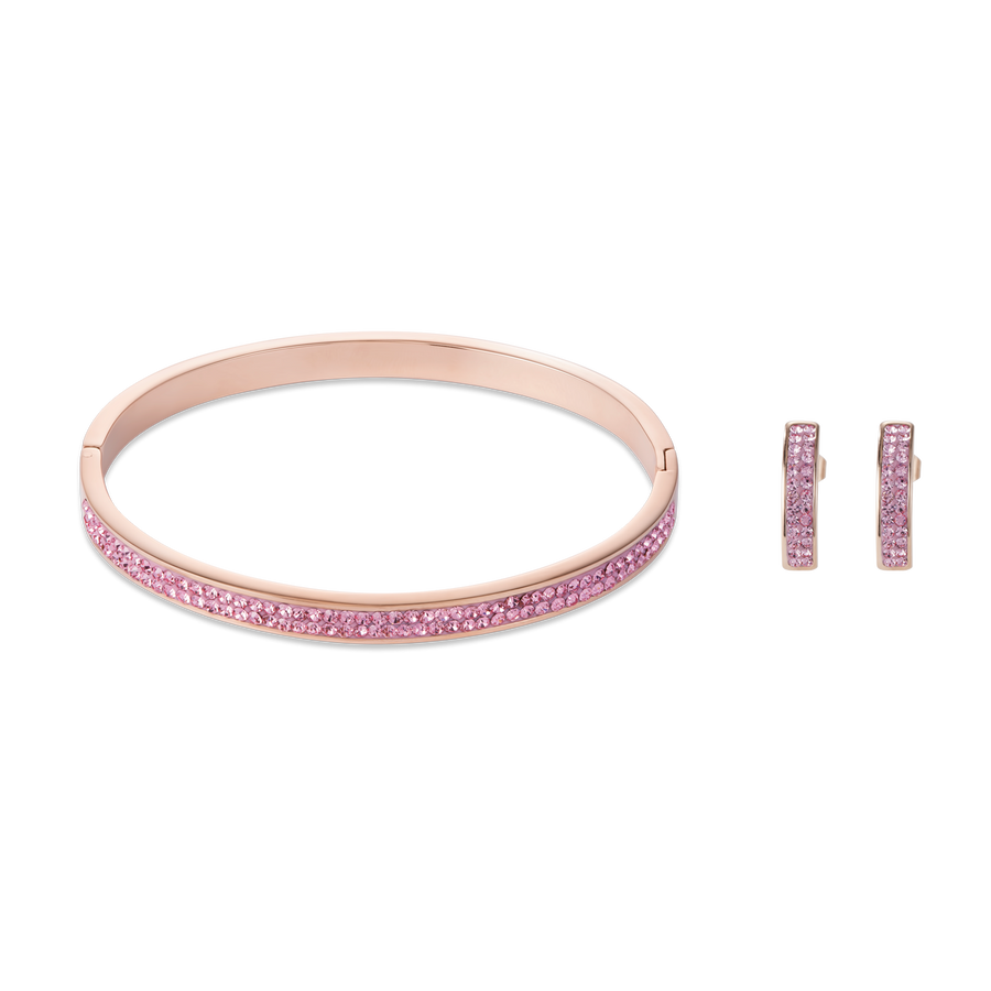 Ohrringe Edelstahl rosegold & Kristalle Pavé hellrosa