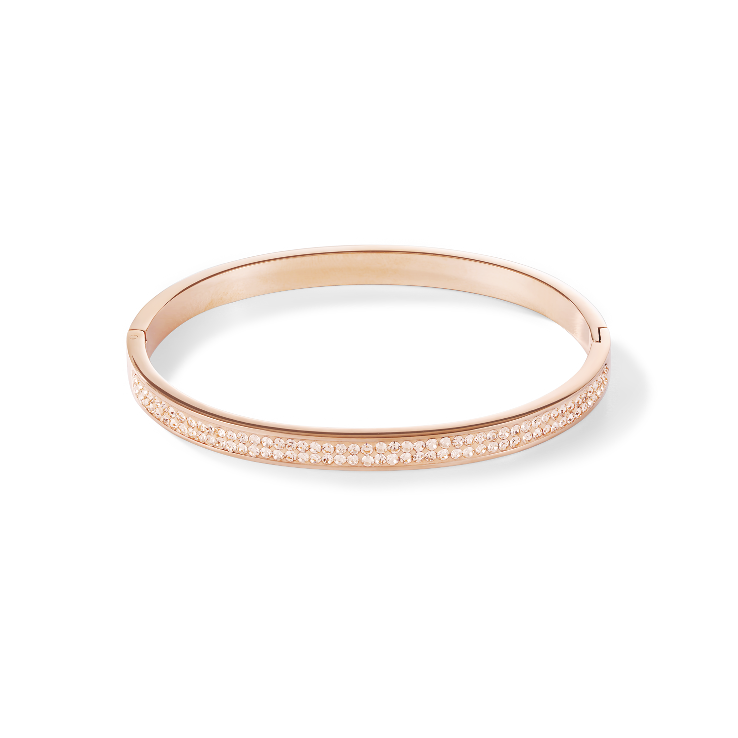 Armreif Edelstahl rosegold & Kristalle Pavé peach Größe 17 cm