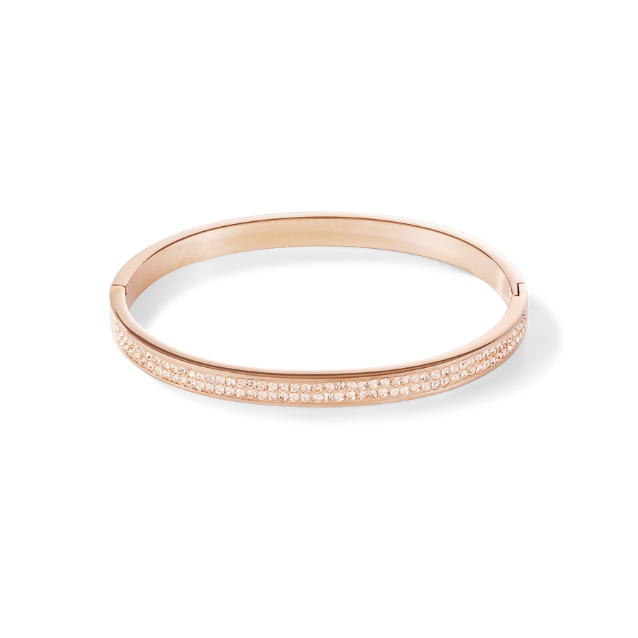 Armreif Edelstahl rosegold & Kristalle Pavé peach Größe 17 cm
