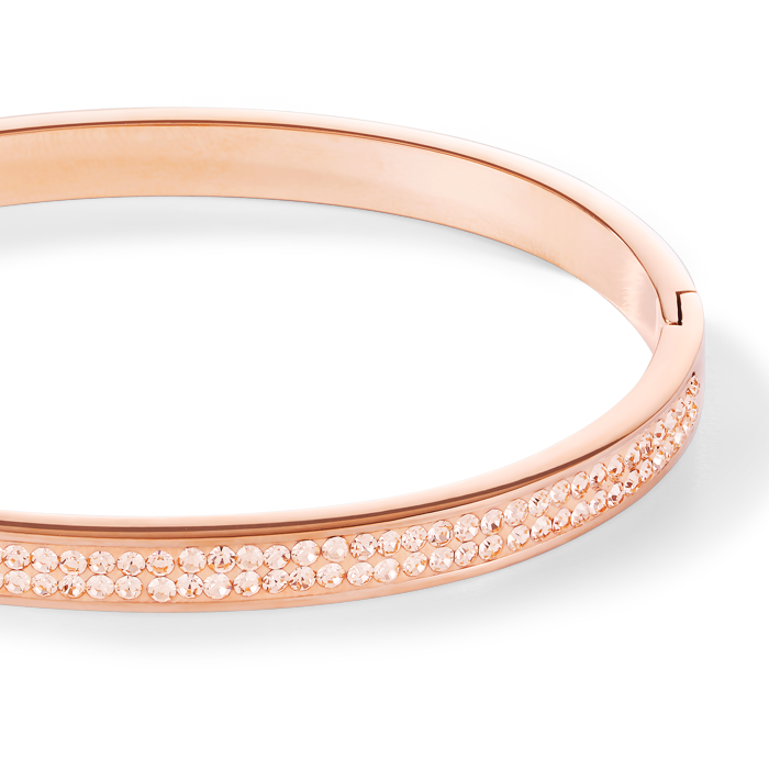 Armreif Edelstahl rosegold & Kristalle Pavé peach Größe 17 cm