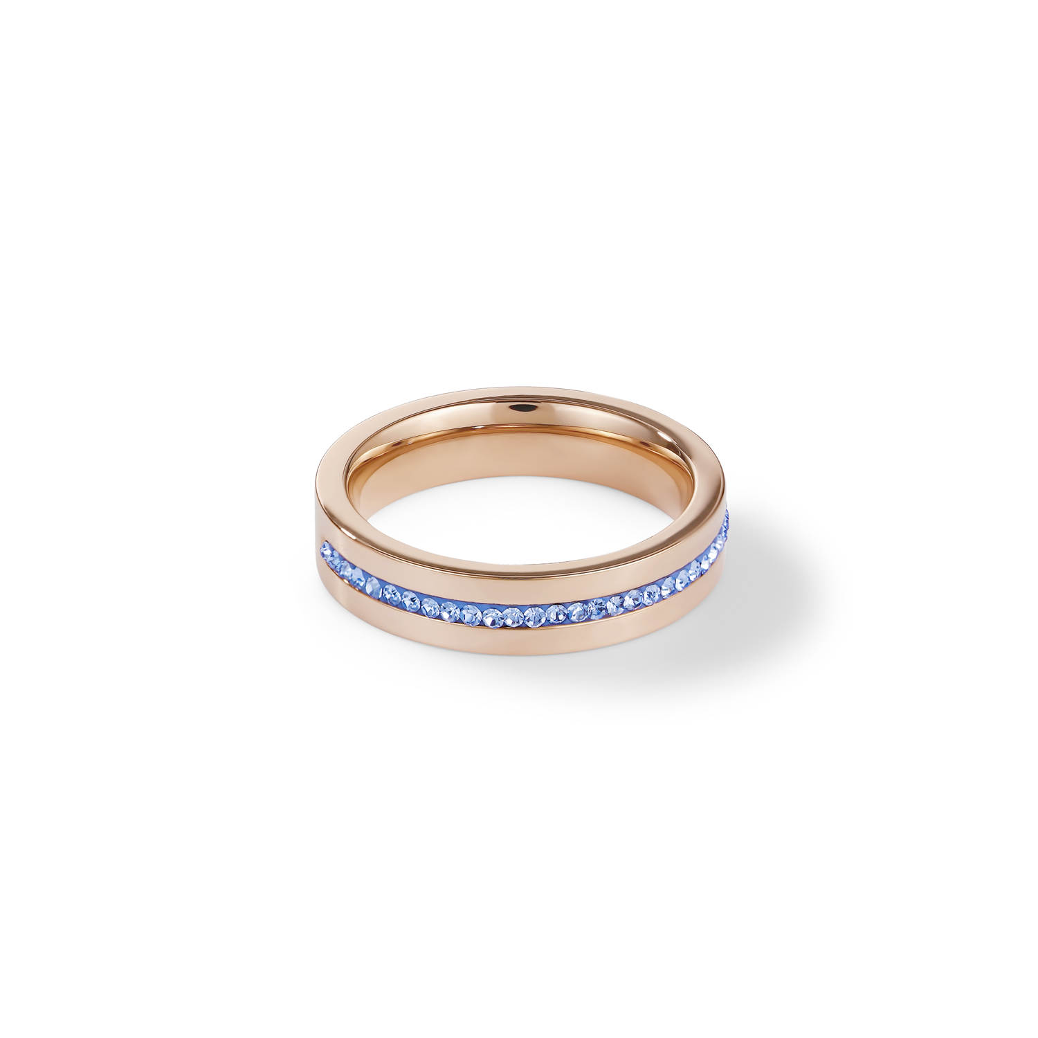 Ring Edelstahl roségold & Kristall Pavé Streifen hellblau